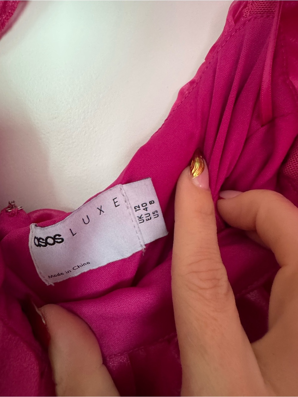 ASOS Hot Pink Ruffle-Shoulder Mini Dress - Picture 8 of 8